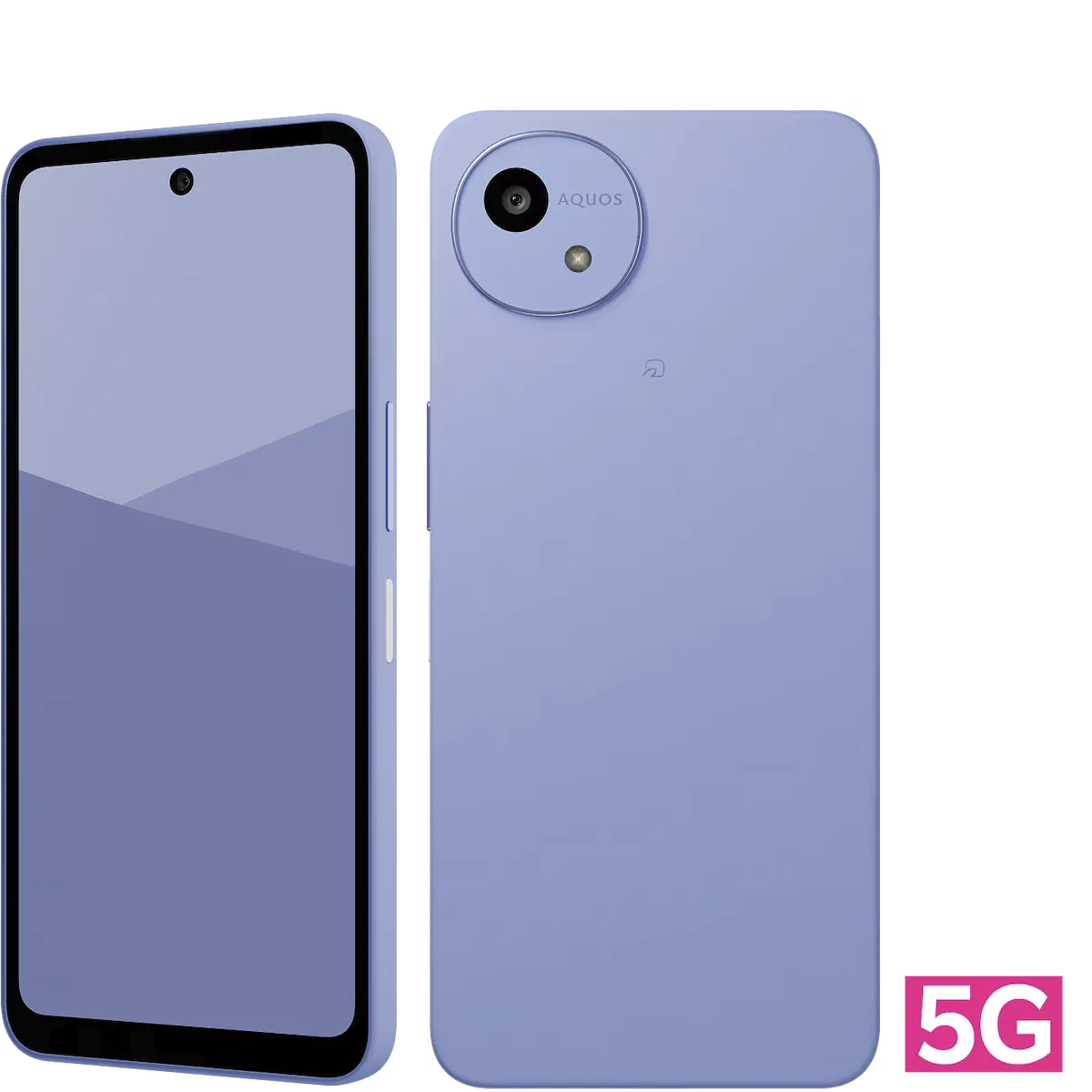 6.6インチ画面と背面カメラを写したAQUOS wish5ミソラカラーの正面背面比較画像