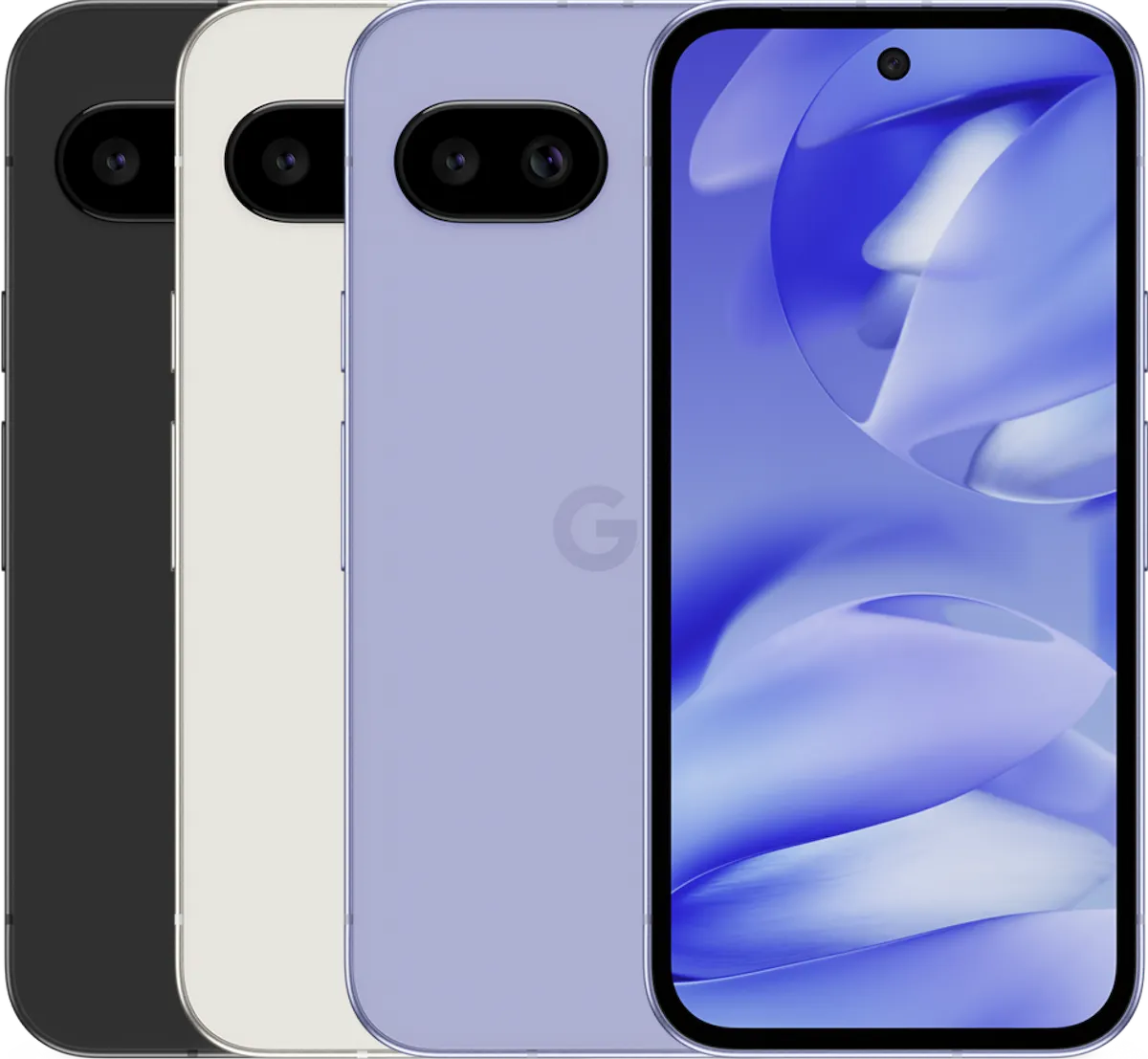 楽天モバイルで発売されたGoogle Pixel 9a Irisカラーの前面と背面