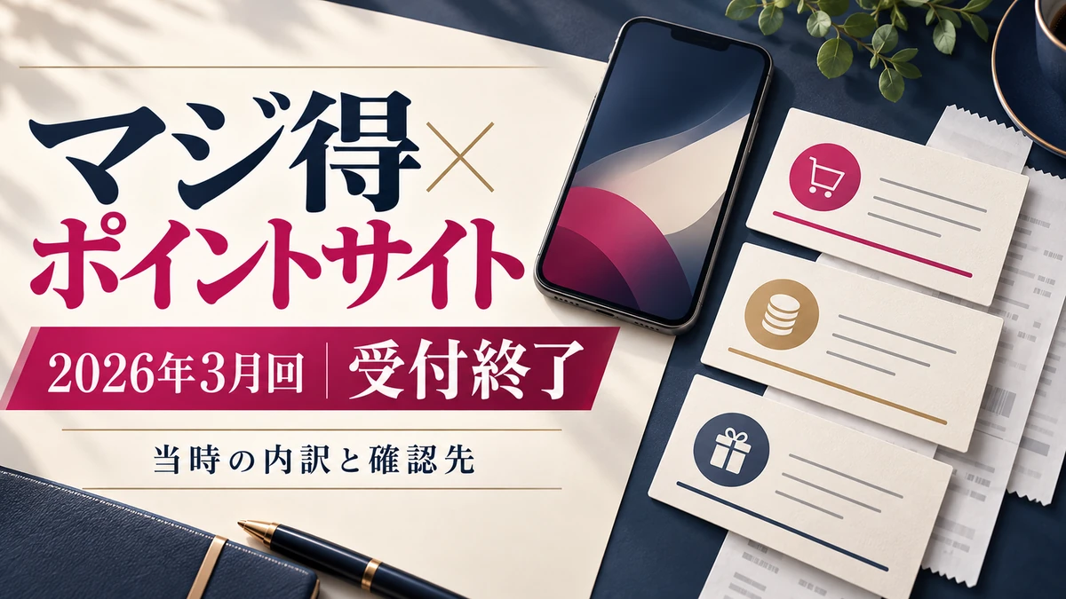 マジ得とポイントサイトの2026年3月回の受付終了、当時の内訳と確認先